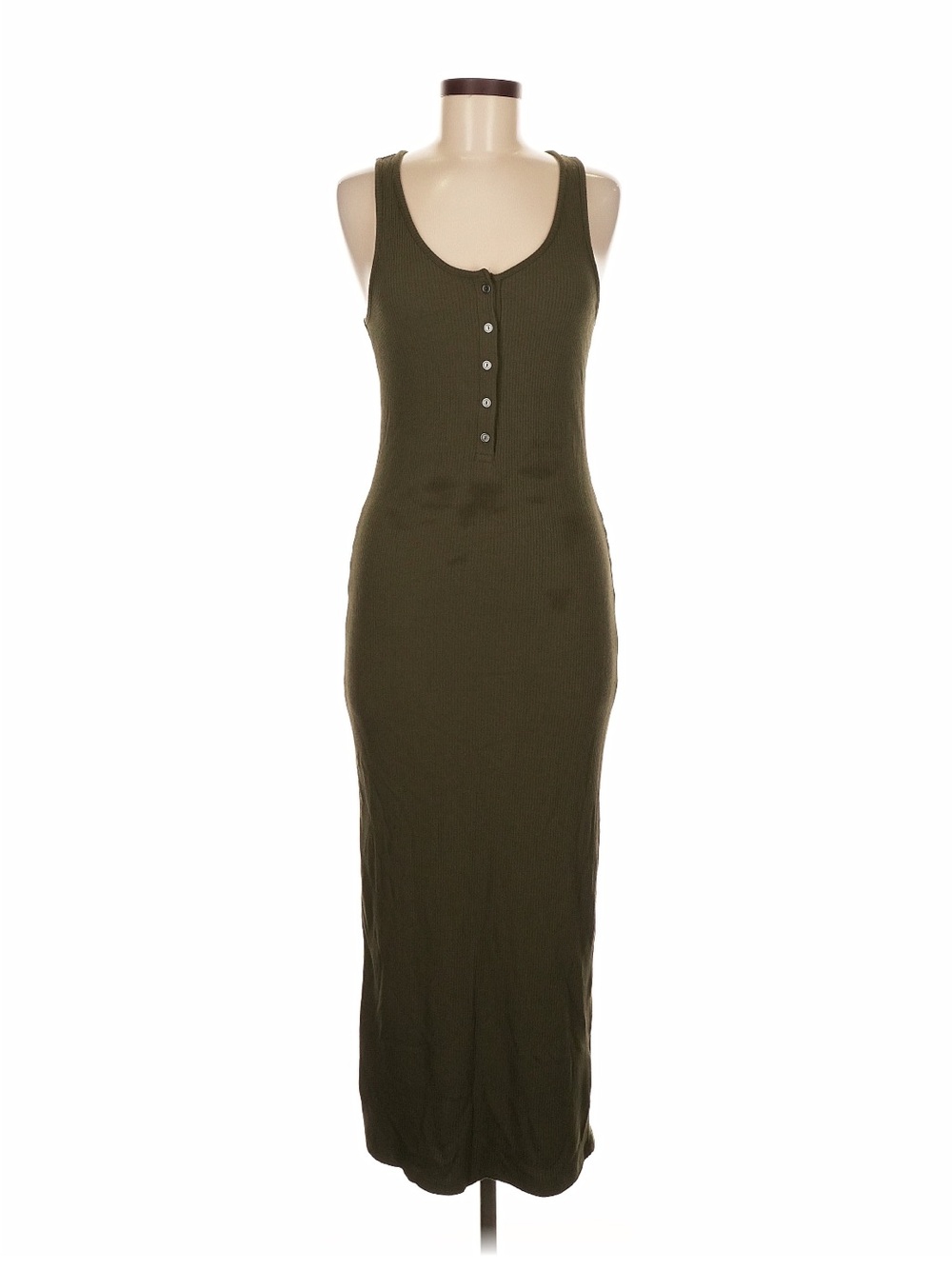 H&M Olive Ribbed Tank Maxi Dress Size Medium